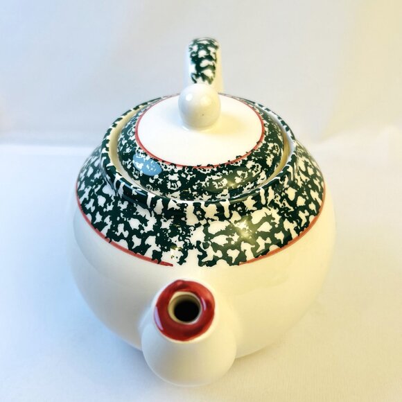 Furio La Primula Christmas Tree Vintage Teapot Spongeware Made in Italy - Picture 4 of 8